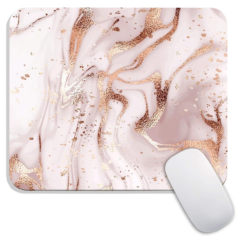 Armanza Square Mouse Pad Rose Gold Marble  Personalized Premium-Textured Custom Mouse Mat Design  Washable Mousepad Cloth  Non-Slip Rubber Base Computer Mouse Pads for Wireless Mouse - Image 1